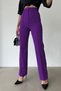 Purple High Waist Crepe Fabric Palazzo Trousers - 2