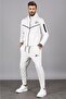 Ecru Hooded Jogger Men's Tracksuit Set 5673
