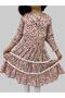 Girl's /long Sleeve Dress/ Floral Patterned /viscose Dress - 2