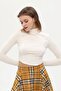 White Stand-up Collar Ribbed Crop-top - 4