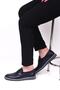 Men's Navy Blue Genuine Leather Loafer Shoes 493