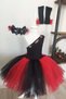 Black One Shoulder Halloween Girl's Dress Set of 3, Birthday Dress, Halloween Dress - 5