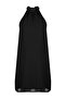 Black Straight Cut Halter Neck Mini Chiffon Lined Woven Dress TWOSS23EL01059 - 7