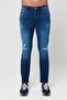 Medium Blue Slim Buttoned Trousers with Patch Detail E 4405-006 - 2