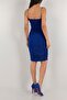 Cobalt Blue Sandy Fabric Gathered Dress - 4