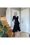 Crepe Fabric Midi Length Belted Long Sleeve Dress 113 Cm - 5