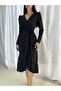 Crepe Fabric Midi Length Belted Long Sleeve Dress 113 Cm - 6