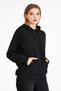 Women's Black Hooded Basic Knitted Sweatshirt - 2