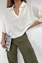 Women's White Polo Neck Oversize Knitwear Blouse - 6