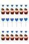 Glitter Cupcake Toothpick 20 Pieces Blue Heart - 2