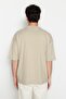 Premium Beige Oversize/Wide Cut Faded Effect 100% Cotton T-Shirt Tmnss23Ts00153 - 2