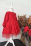 Girl's Red Bow Tutu Christmas Dress, Long Sleeve Red Birthday Dress, Bandana - 3