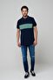 Medium Blue Slim Buttoned Trousers with Patch Detail E 4405-006