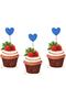 Glitter Cupcake Toothpick 20 Pieces Blue Heart