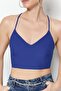 Cobalt Blue Crop Lined Woven Bustier TPRSS21BS0009 - 5