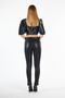 Slit Leg Leather Look Trousers with Zipper Detail - 3