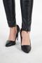 Slit Leg Leather Look Trousers with Zipper Detail - 5