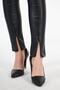 Slit Leg Leather Look Trousers with Zipper Detail - 6
