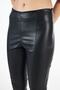 Slit Leg Leather Look Trousers with Zipper Detail - 8