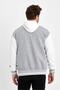 Men's Gray Embroidered Hooded College Jacket - 7