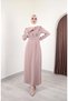 Pencil Shaped Hijab Dress with Feather Detail on the Arms - 2