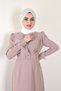 Pencil Shaped Hijab Dress with Feather Detail on the Arms - 3