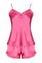 Fuşya Fırfırlı İp Askılı Saten Şortlu Dokuma Pijama Takımı THMSS22PT0274 - 7