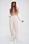 Light Beige Basic Sweatpants with Elastic Waist and Cuffs Alc-X5902 - 3