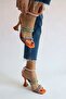 Colorful Satin Stone Detailed Sandals - 5