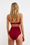 Bordo Hipster Süper Yüksek Bel Bikini Altı TBESS21BA0070 - 4