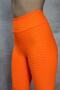 Neon Orange High Waist Honeycomb Leggings - 3