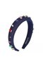Crystal Colored Stone Embroidered Dark Blue Shiny Crown with Curved Sponge - 3
