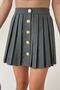 Qustyle Women's Button Detailed Pleated Skirt Gray - 3