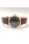 Retro Women's Leather Wristwatch, Minimal Design, Rose Gold Color, Vintage Design, Brown