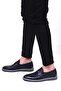 Men's Navy Blue Genuine Leather Loafer Shoes 493 - 2