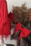 Girl's Red Bow Tutu Christmas Dress, Long Sleeve Red Birthday Dress, Bandana - 4