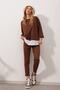Women's Brown Wide Collar Top and Elasticated Waist Double Pocket Two-Thread Top and Bottom Set ALC-X8175 - 3