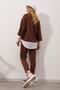 Women's Brown Wide Collar Top and Elasticated Waist Double Pocket Two-Thread Top and Bottom Set ALC-X8175 - 5