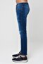 Medium Blue Slim Buttoned Trousers with Patch Detail E 4405-006 - 3