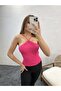 Women's Neck String Knitwear Blouse Fuchsia