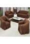 Citrus Bürümcük Sofa Seat Cover Brown Color Maxi Set 3+3+1+1 Elastic Sofa Bed Set Cover