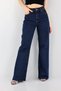 Dark Navy Extra High Power Lycra Loose Jeans Palazzo Trousers (super High) - 4
