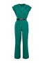 Emerald Green Belted Double-Breasted Collar Wide Leg Woven Jumpsuit TWOSS21TU0004 - 6