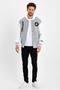 Men's Gray Embroidered Hooded College Jacket - 2