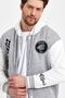 Men's Gray Embroidered Hooded College Jacket - 3
