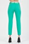 Women's Green Belted Classic Fabric Trousers - 6