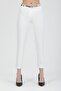 Women's White Belted Classic Fabric Trousers - 2
