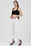 Women's White Belted Classic Fabric Trousers - 4