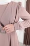 Pencil Shaped Hijab Dress with Feather Detail on the Arms - 4