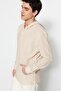 Beige Oversize Fit Textured Hooded Shirt TMNSS23GO00074 - 2
